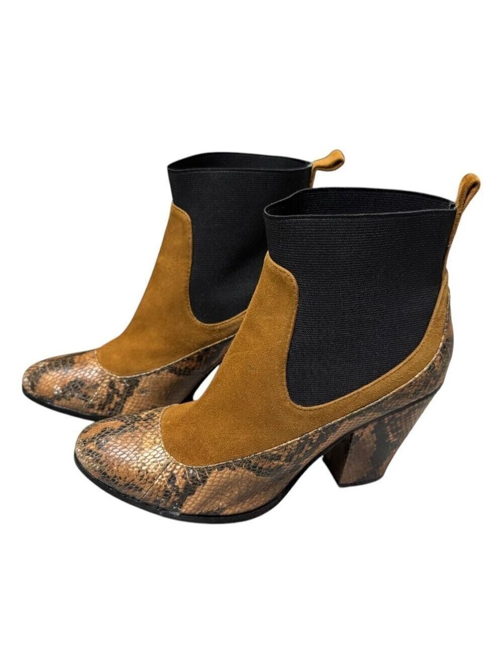 DEE OCLEPPO DEESIGNS LEATHER Luxury Designer Snake Skin Heels Boots Womens 7.5